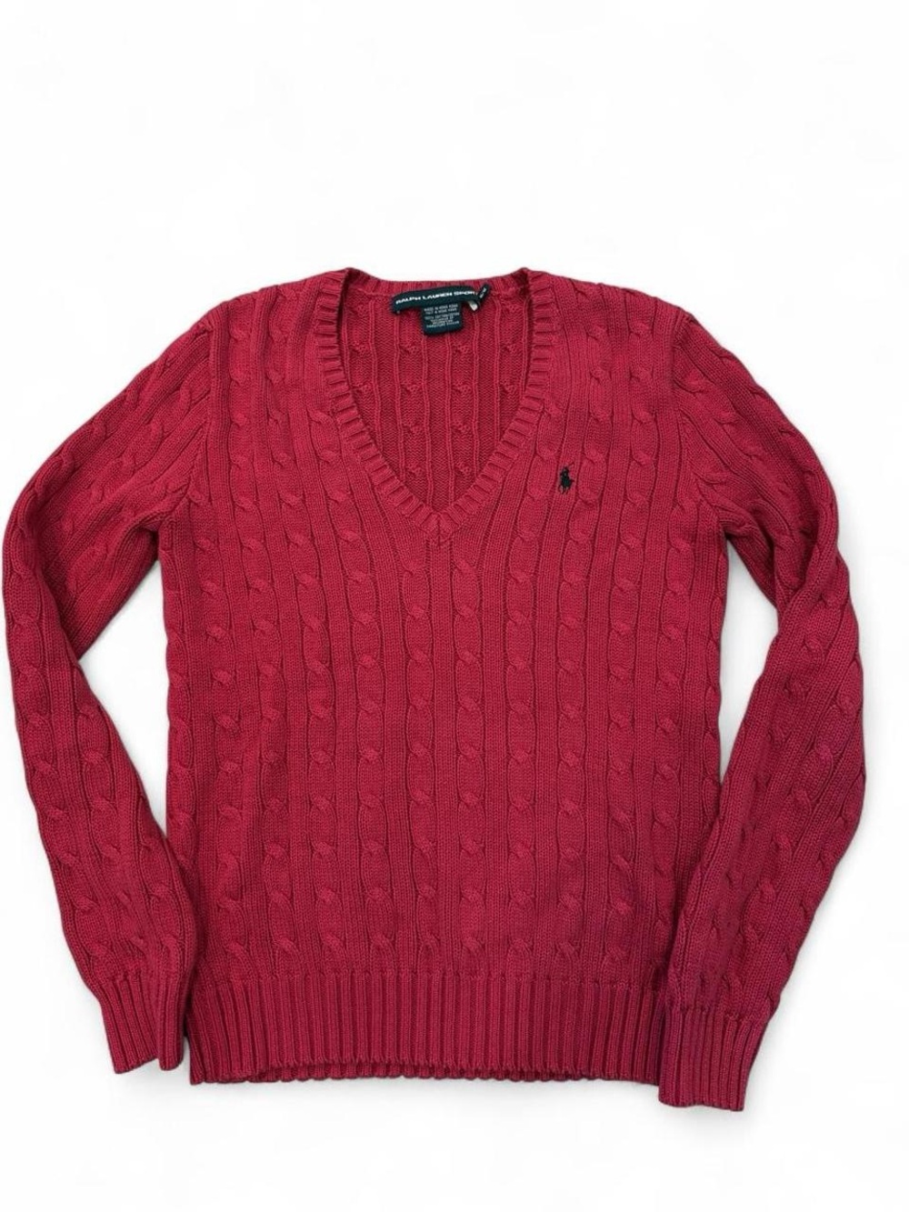 Polo by Ralph Lauren pink Cable-Knit V-Neck Sweater
